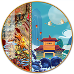 中国红宫墙国潮民俗装饰画