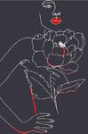 现代北欧抽象美女鲜花玄关背景墙
