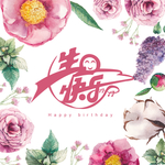 手绘花生日背景展板