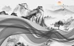 水墨山水电视背景墙