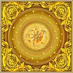 金碧辉煌黄金花纹九鱼图天顶壁画
