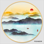 禅意水墨山水画