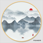禅意水墨山水画
