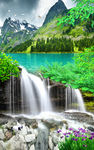 流水生财瀑布山水玄关