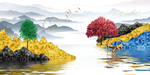 轻奢发财树山水画装饰画