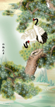 鼠绘国画松鹤延年
