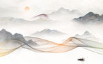线条客厅山水画 文件分层画