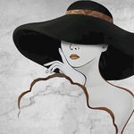 时尚女人戴帽子的女人人物装饰画