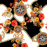 大牌 链条 花朵 方巾