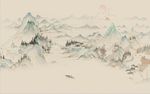 新中式千里江山山水国画背景墙