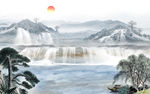 石纹简约新山水画 文件分层画