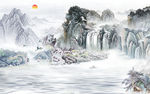 中式现代新山水画 tif分层