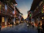 仿古街夜景效果图