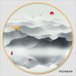 圆形水墨画