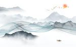 背景墙新中式山水画 文件分层