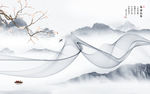 现代 意境山水画 文件分层