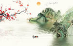 国画背景墙山水画 tif分层