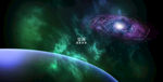空间星空紫绿色科技手机背景太空
