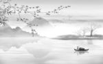 简约山水画背景墙 文件分层