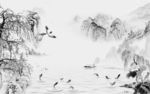 国画高端灰山水画 文件分层