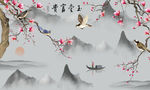山水花鸟画墙纸