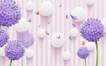 粉色蒲公电视背景墙