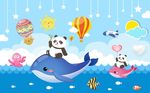 儿童房鲸鱼星星背景墙图片