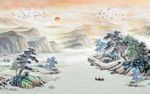 水墨山水电视背景墙