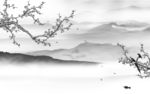 意境山水画电视墙 文件分层画