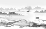 水墨灰色新山水画 文件分层画