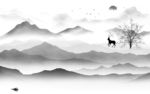 高档灰色背景山水 文件分层