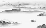客厅中式背景山水  文件分层