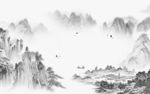 国画背景山水墙画 文件分层