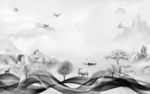 现代 新意境山水画 文件分层