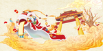 手绘祥云海南天门神兽大衣
