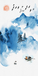 蓝色山水画玄关