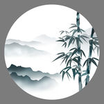 竹子山水画