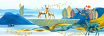麋鹿山水装饰画