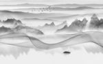 现代灰色山水新画 tif分层