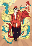 嘻哈少年国潮风格广告插画