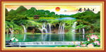 山水风景画 瀑布风景