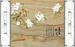 富贵平安玉兰花鸟石纹