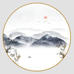 竹子山水画