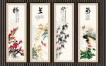 四条屏梅兰竹菊