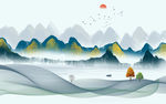 高档山水画背景画