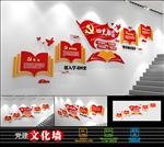 简约四史教育党建文化墙楼梯