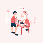 卡通人物场景插画