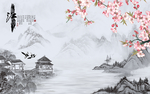 忆江南山水背景墙
