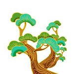 绿色松树国潮植物元素