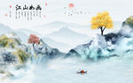 中国风山水画背景画 tif分层